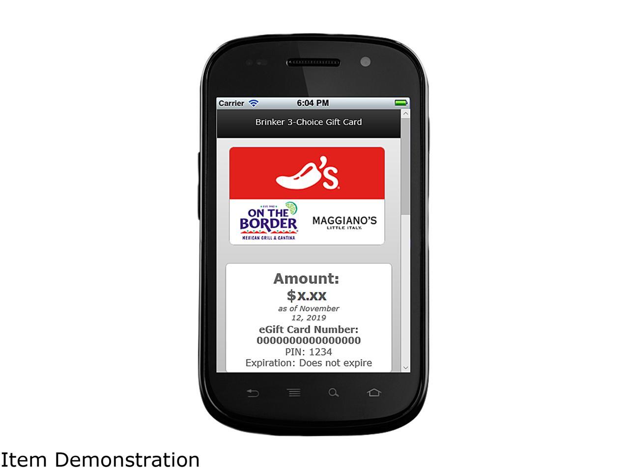 Brinker 3Choice 100 Gift Card (Email Delivery)