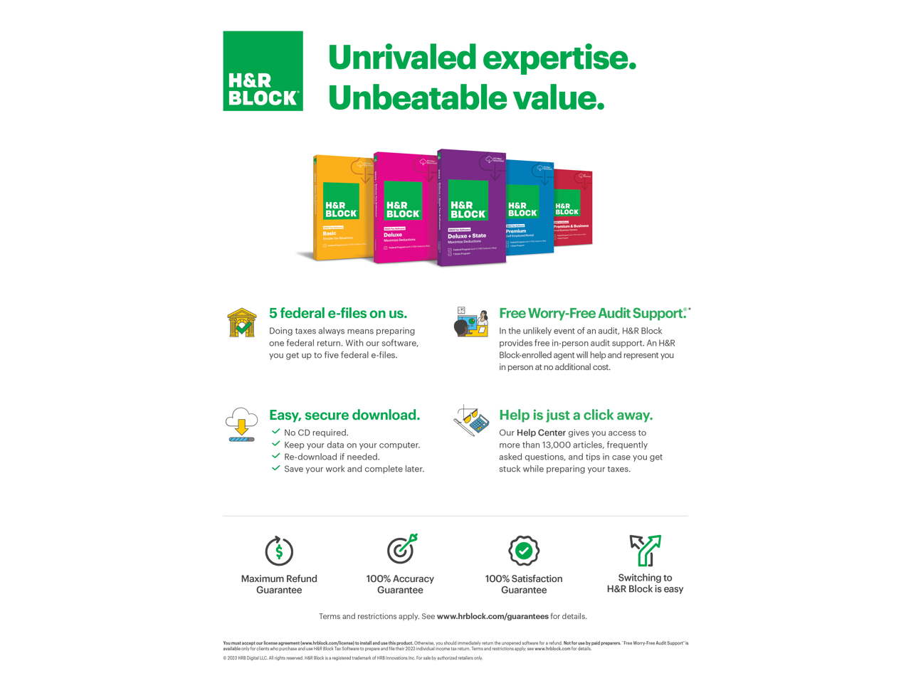 H&R Block 2023 Premium Tax Software PC/Mac Download