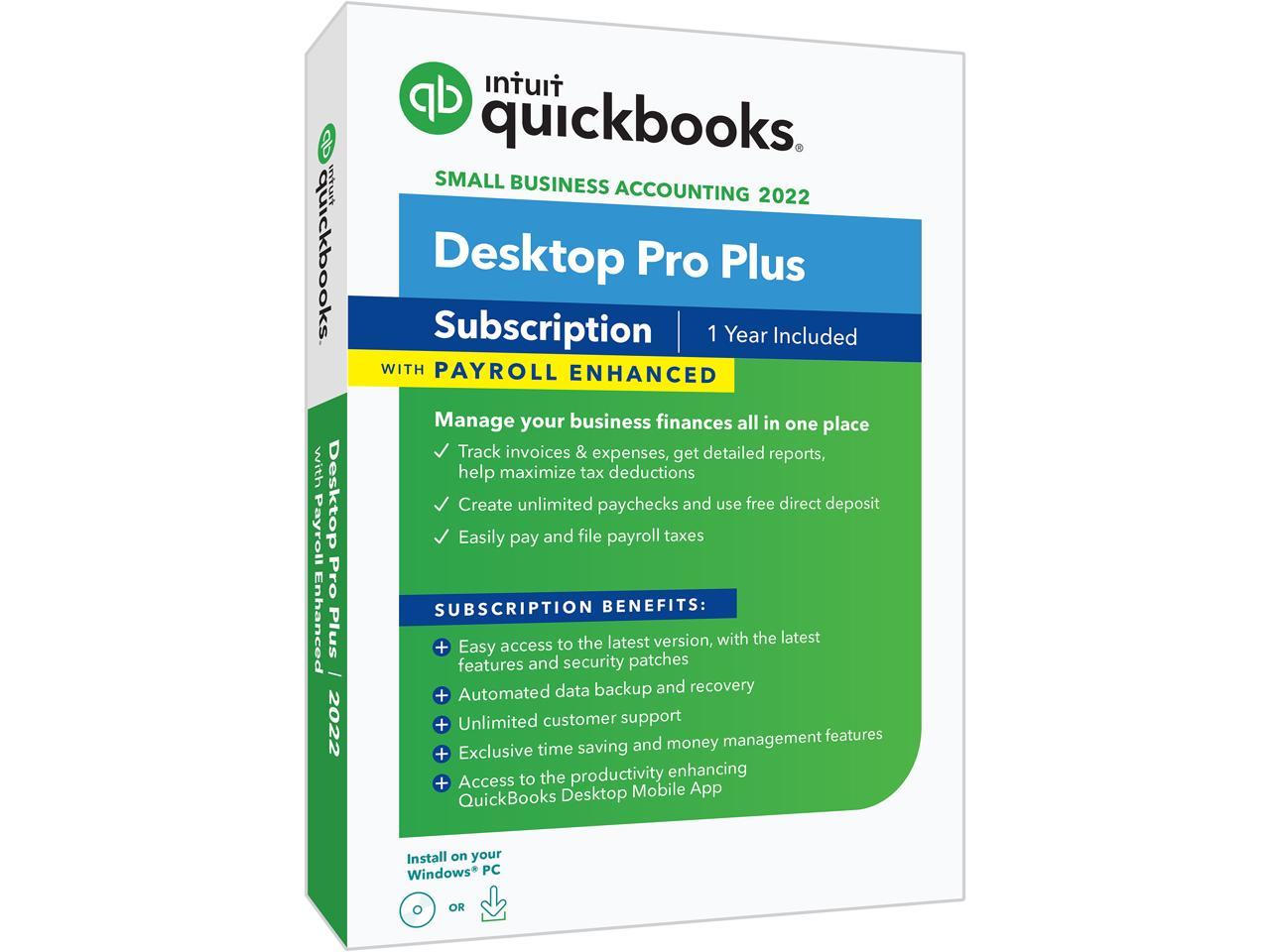 Intuit QuickBooks Desktop Pro Plus with Enhanced Payroll 2022, Disc