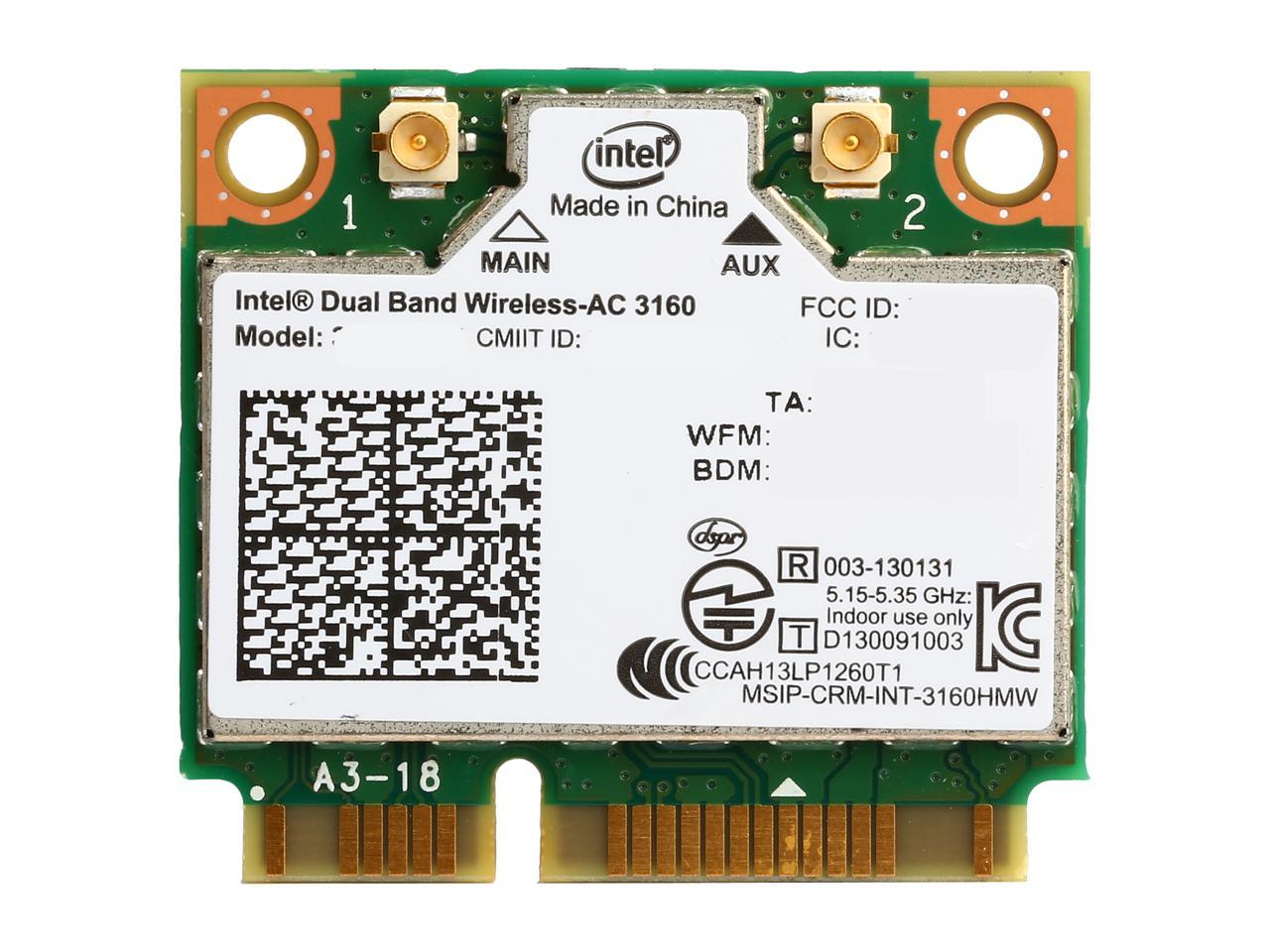 Intel 3160 dual-Band Wireless AC Bluetooth-Mini-PCIe-Karte unterstützt 2,4 und 5,8 Ghz B/G/N/AC Bands 