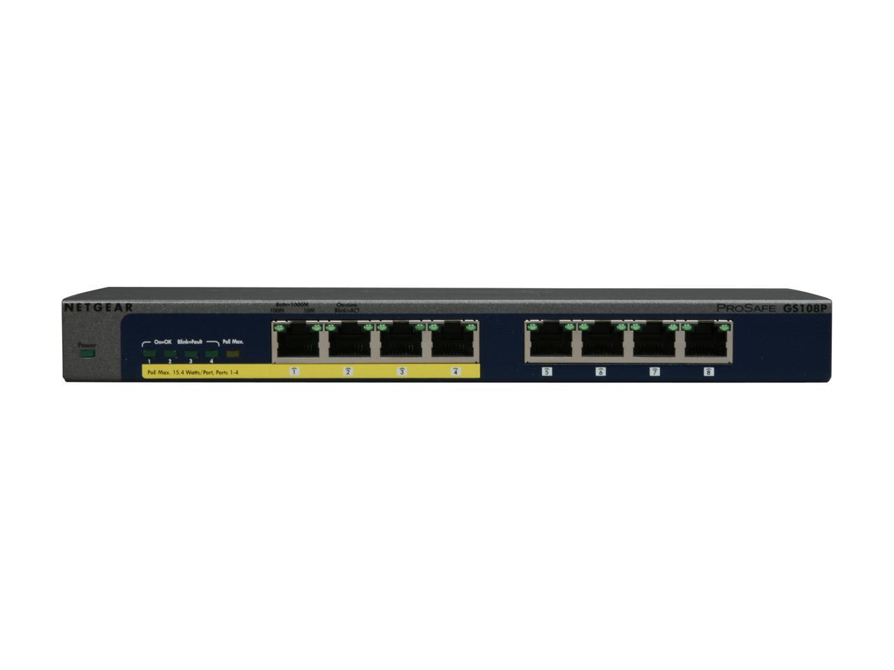 NETGEAR ProSafe GS108P-100NAS Switch with 4-port PoE - Newegg.ca