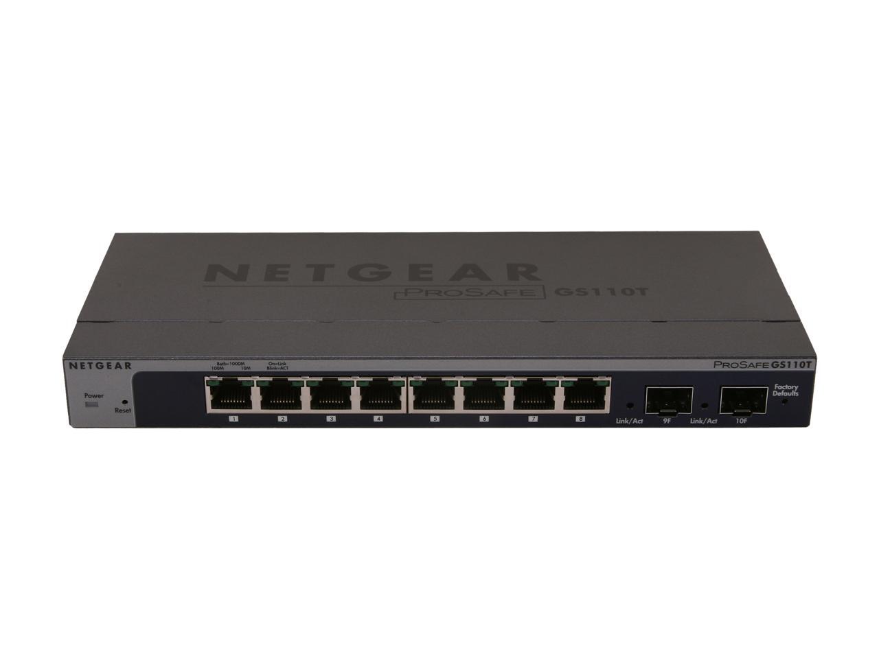 NETGEAR 8 Port Gigabit Smart Switch + 2 SFP Ports Lifetime Warranty (GS110T)