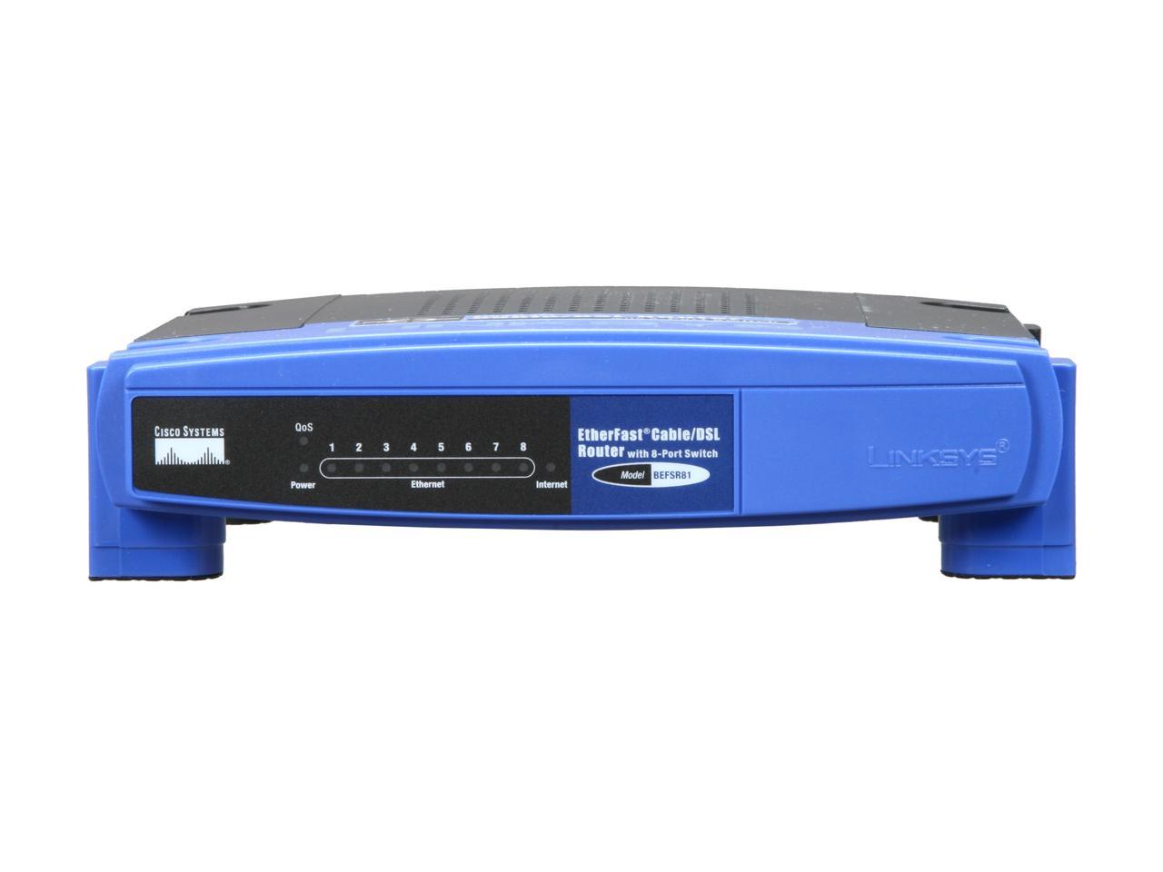 LINKSYS BEFSR81 EtherFas Cable/DSL Router 1 x 10Mbps WAN Ports 8 x  10/100Mbps LAN Ports