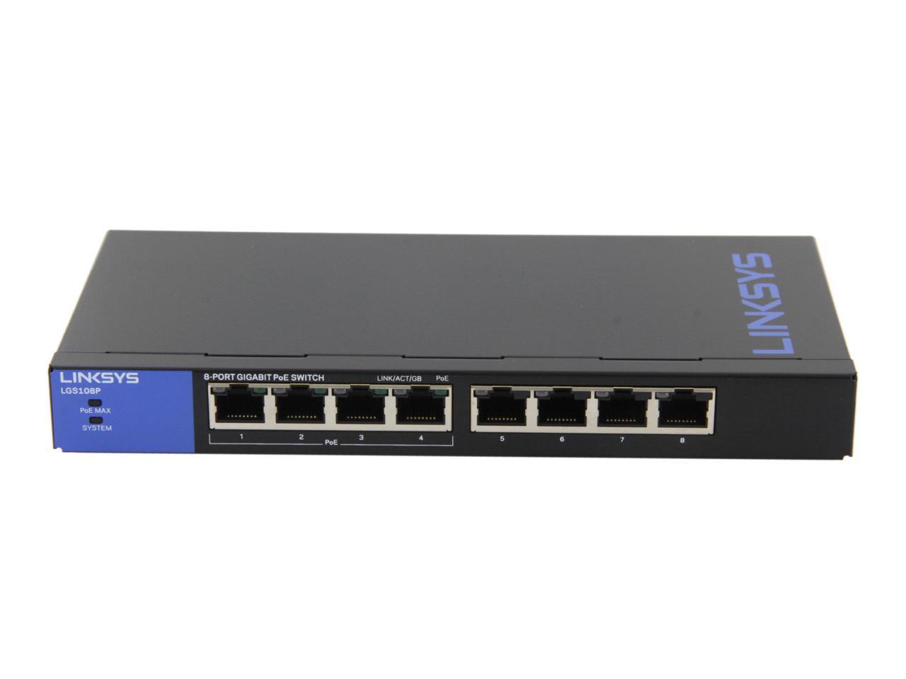 LINKSYS LGS108P 8-Port Business Desktop Gigabit with 4 PoE+ ports ...