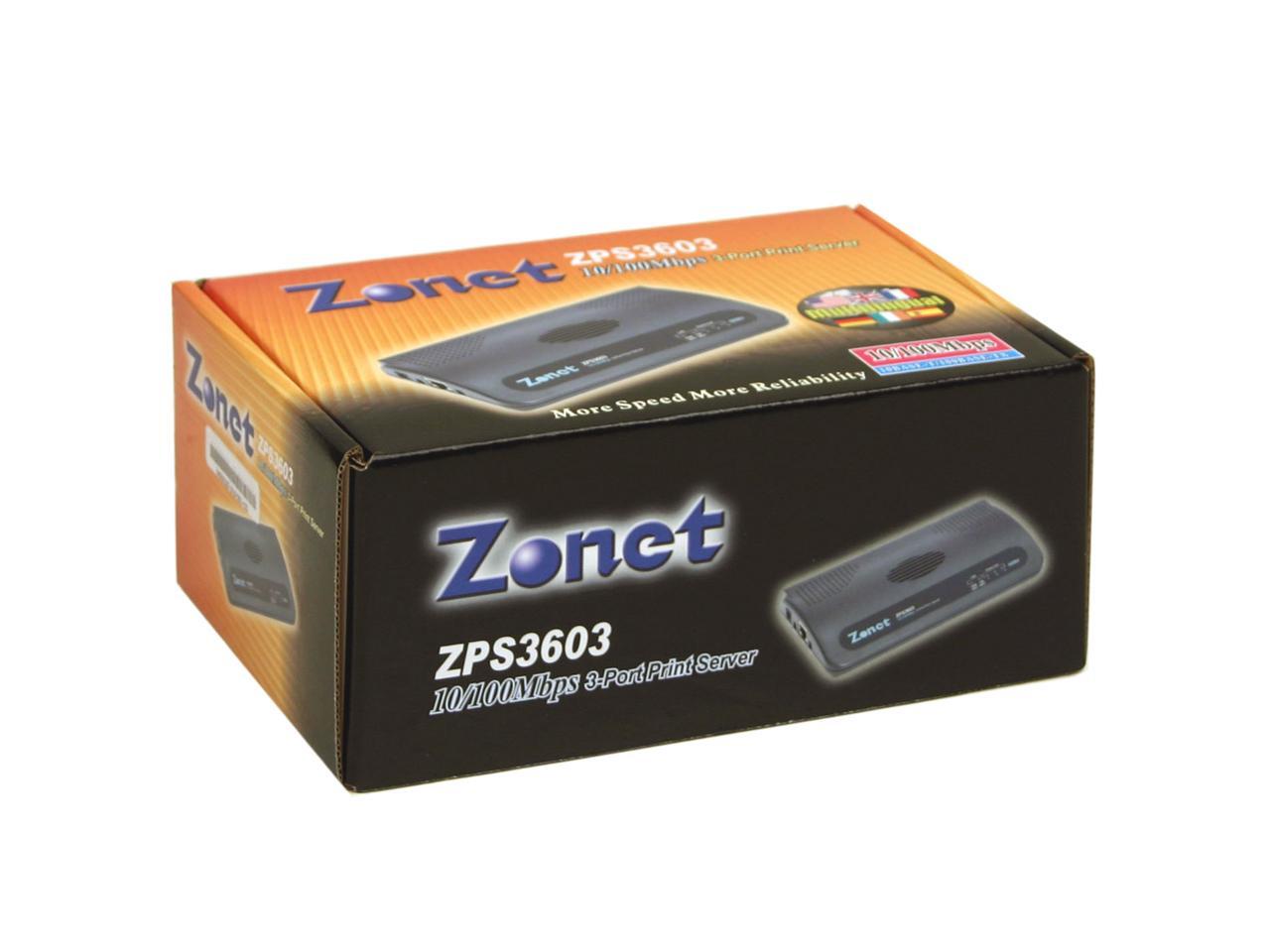 Zonet ZPS3603 3 Port 10/100Mbps LPT Print Server - Newegg.com