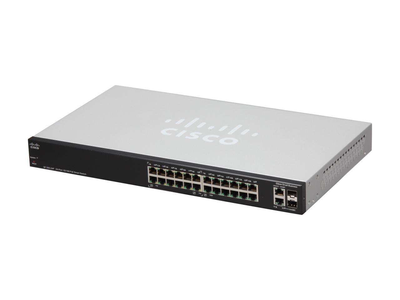Cisco SLM224PT SF200-24P 24-Port 10/100 Small Business Smart Switch 