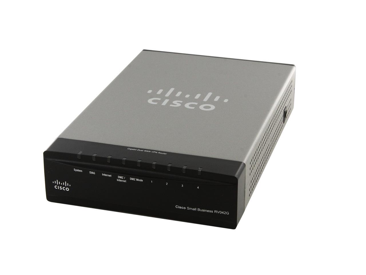 Cisco RV042G Dual Gigabit WAN VPN Router 4-port switch IPv6 50 VPN tunnels 