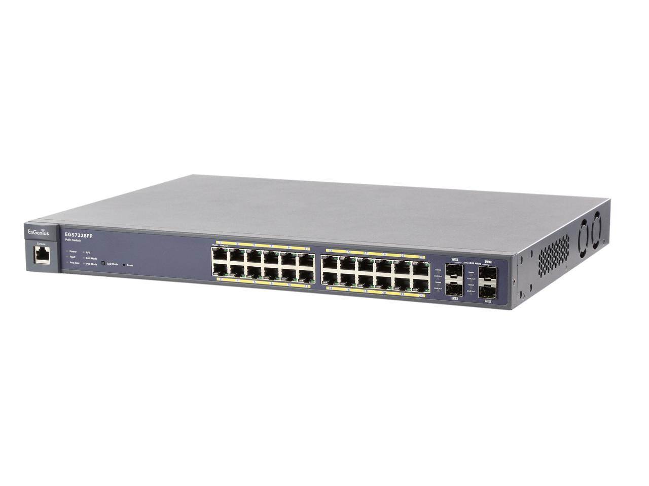 EnGenius EGS7228FP 24-Port Gigabit PoE+ L2 Managed Switch with 4 Dual ...