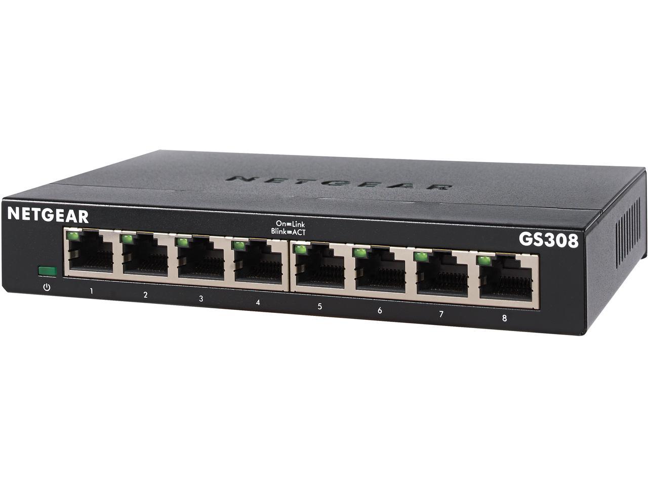 Free Shipping NETGEAR GS308 8-Port Gigabit Ethernet Home SwitchDesktopI.. 