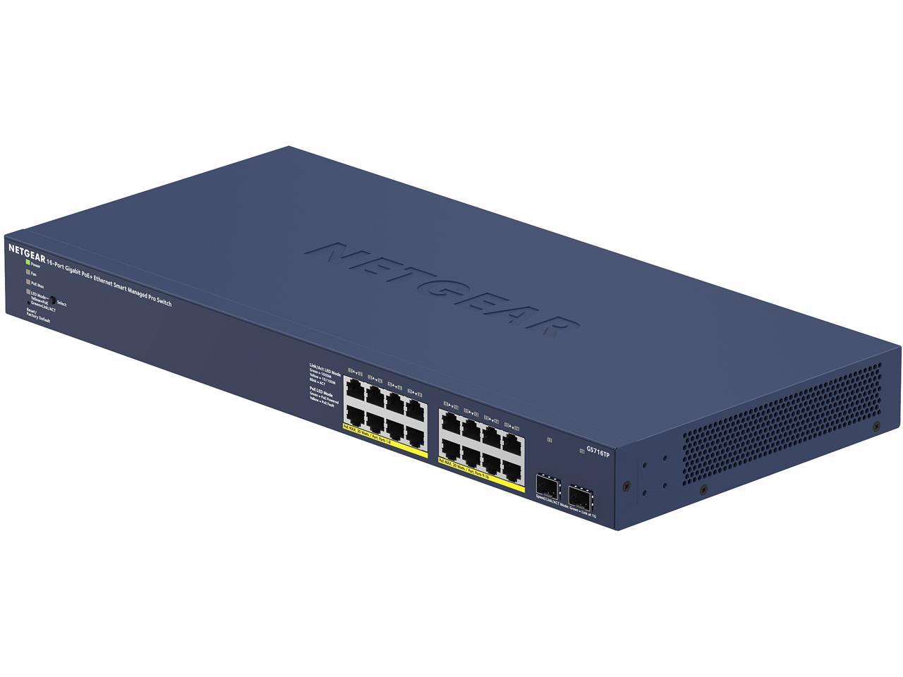 NETGEAR 16-port Gigabit Ethernet PoE+ Smart Switch with 2 SFP Ports and ...