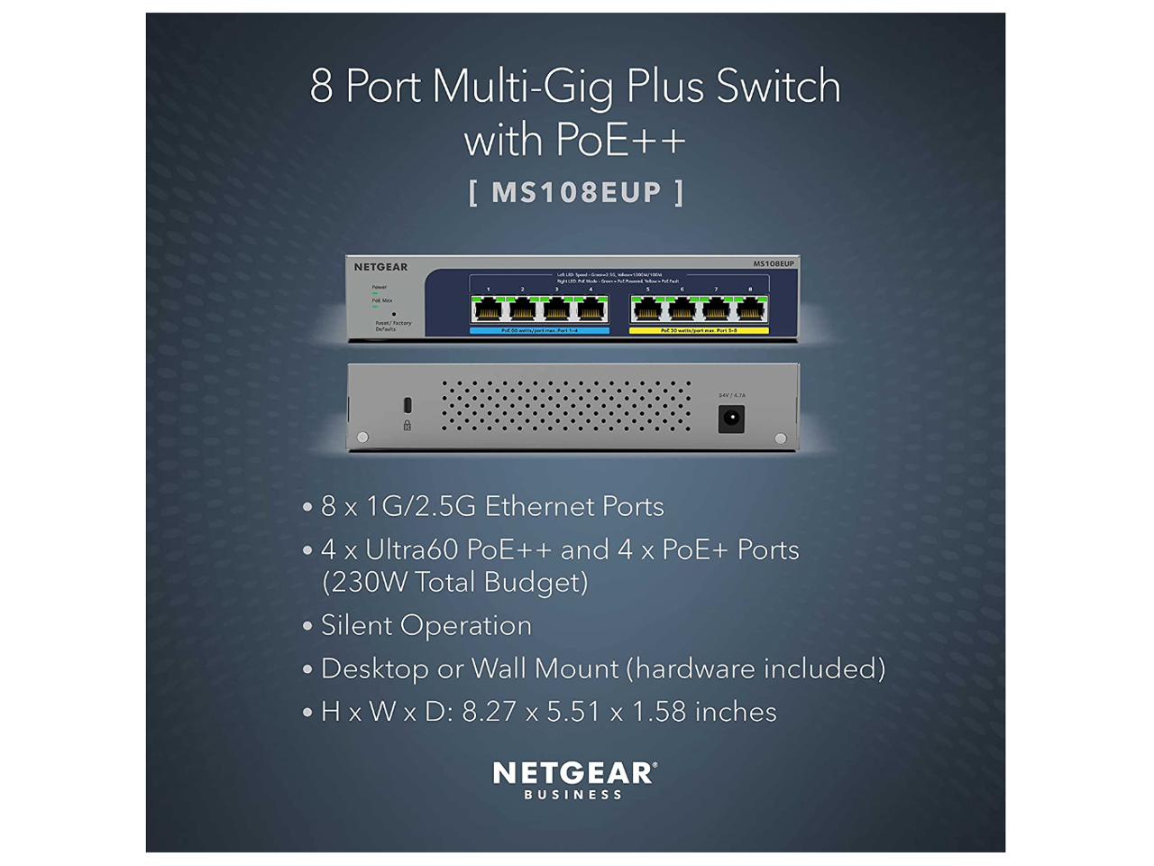NETGEAR 8port MultiGigabit (2.5G) Ultra60 PoE++ Plus Switch