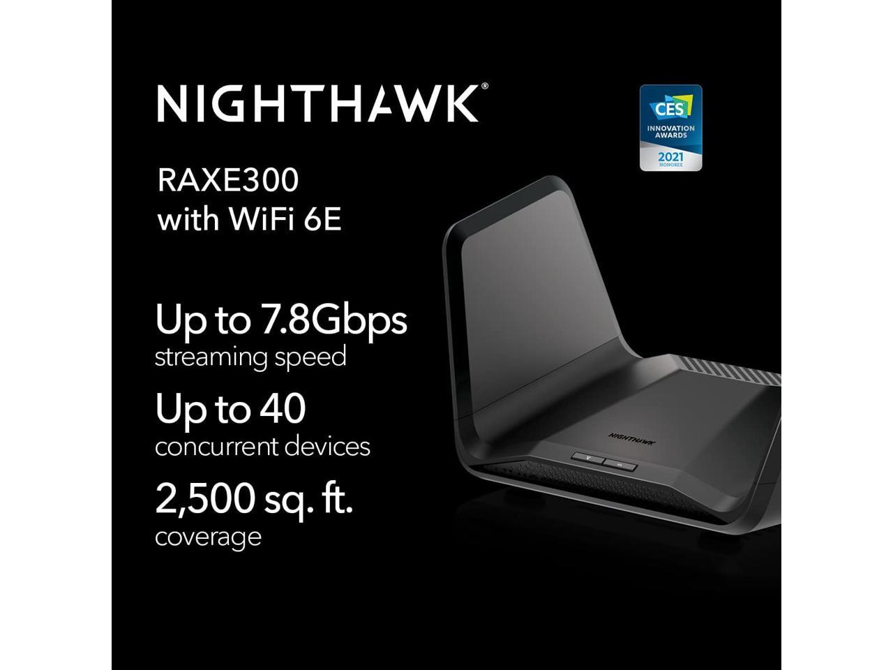 Netgear RAXE300 100CNS Nighthawk 8 Stream Tri Band WiFi 6E AXE7800 netgear-raxe300-100cns-nighthawk-8-stream-tri-band-wifi-6e-axe7800