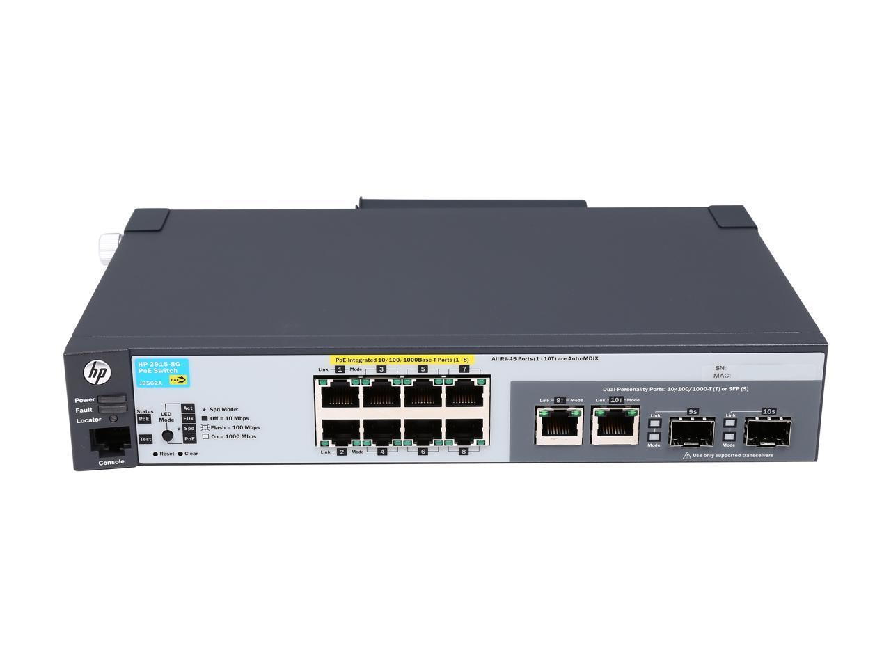 HP J9562A#ABA ProCurve 2915-8G-PoE Ethernet Switch - 10 Port - 2 Slot ...