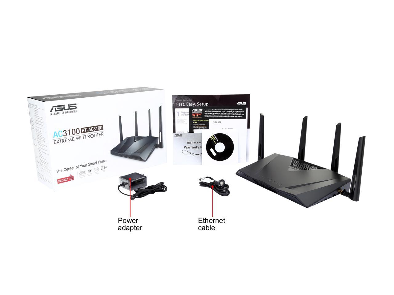 ASUS AC3100 4x4 Wireless Dual-Band 4-Port Gigabit Gaming Router with ...