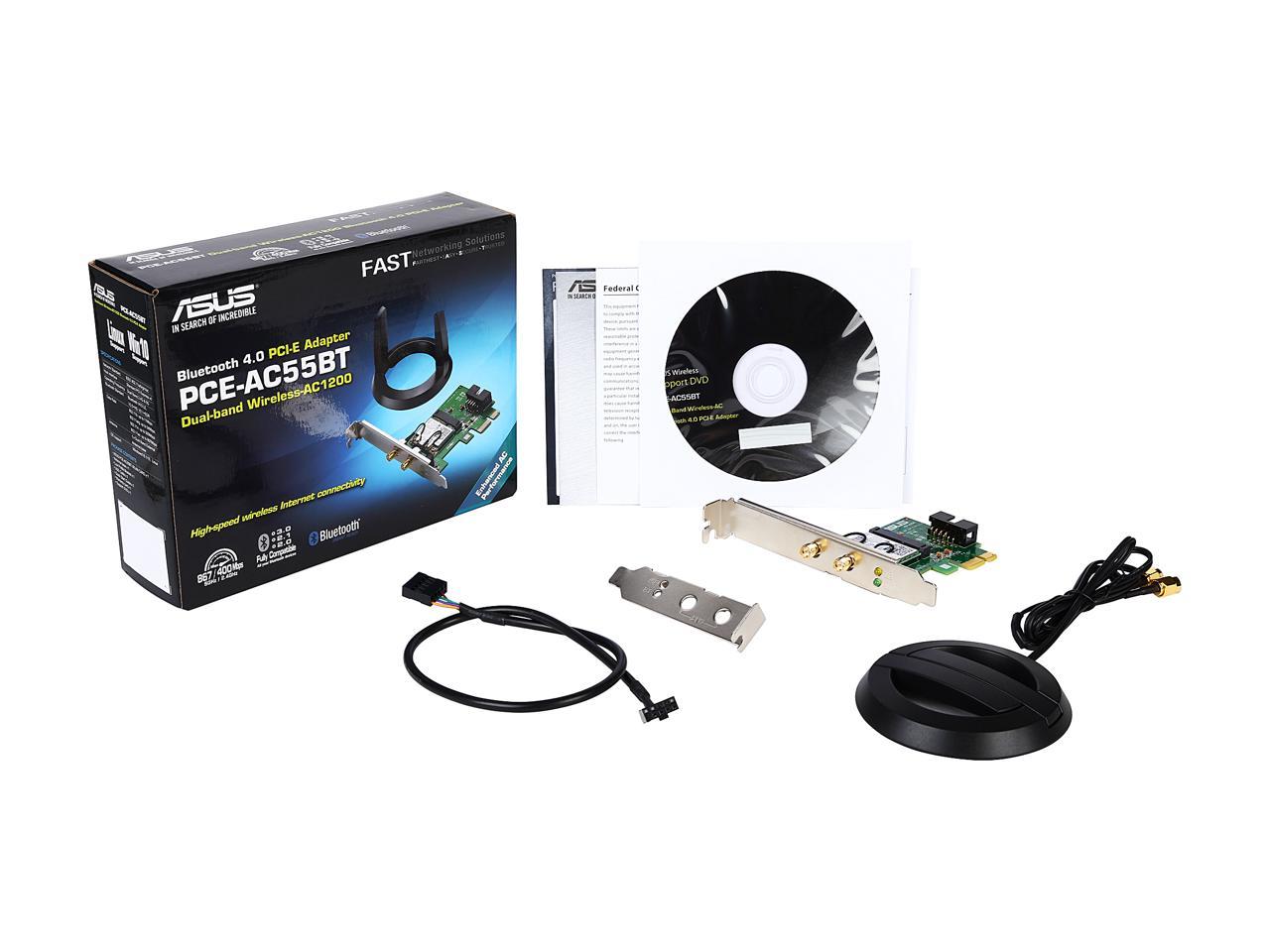 Asus PCE-AC55BT Dual-Band Wireless-AC1200 Bluetooth 4.0 PCI-Express Adapter 
