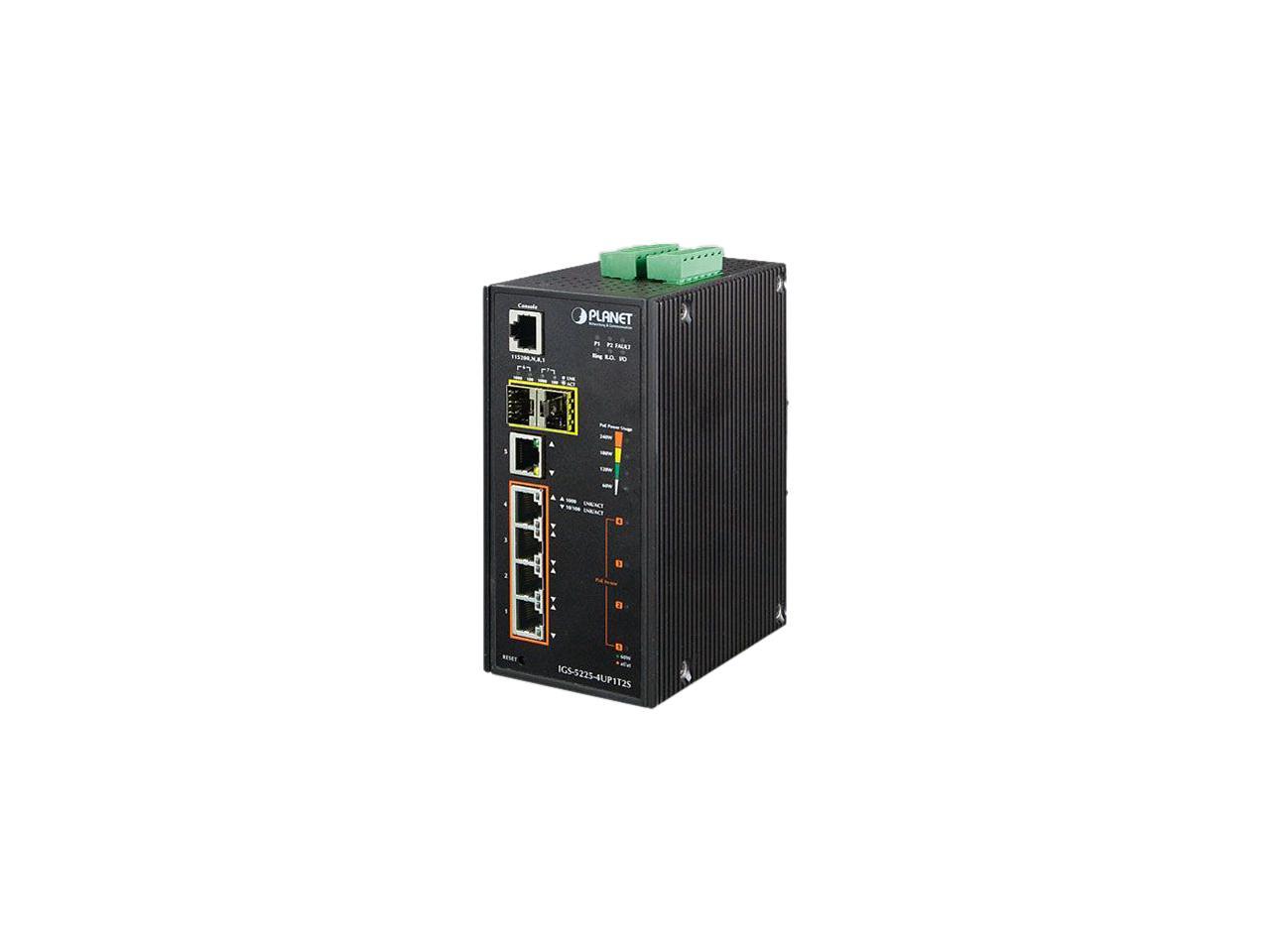 Planet IGS-5225-4UP1T2S Industrial L2+ 4-Port 10/100/1000T Ultra PoE ...