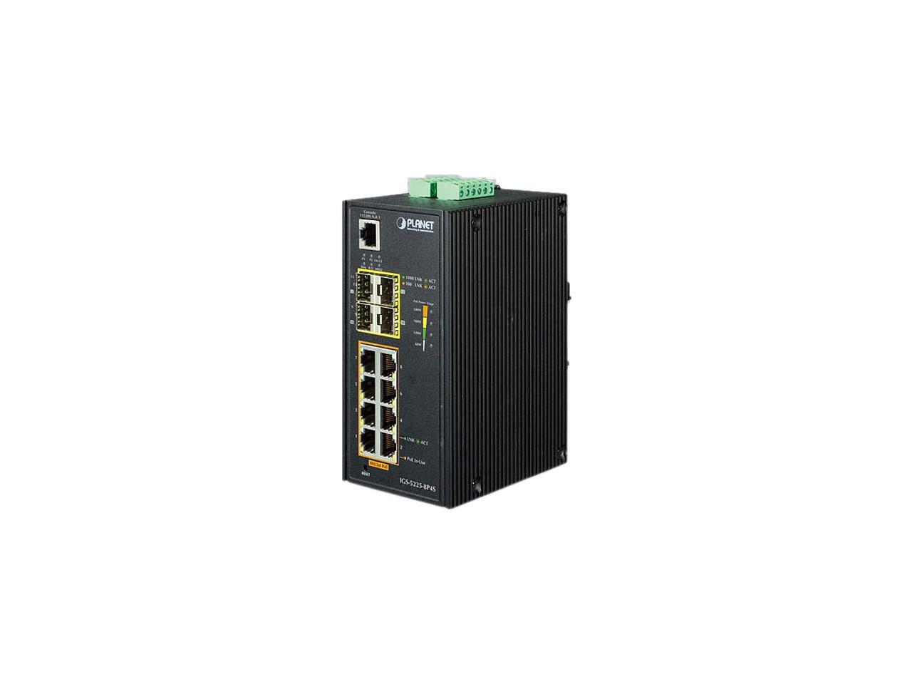 Planet IGS-5225-8P4S Industrial L2+ 8-Port 10/100/1000T 802.3at PoE + 4 ...