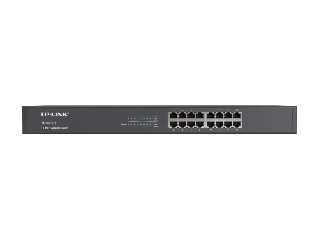 TP-Link 16 Port Gigabit Ethernet Switch | Plug and Play | Sturdy Metal w/  Shielded Ports | Rackmount | Fanless | Limited Lifetime Protection | 