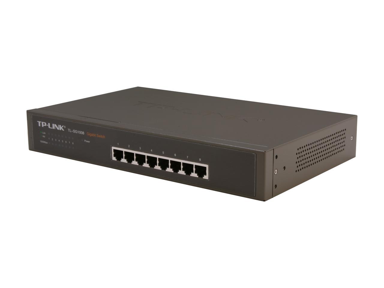 TP-LINK TL-SG1008 8-Port 100/1000Mbps Gigabit Desktop Rackmount Switch Ethernet 