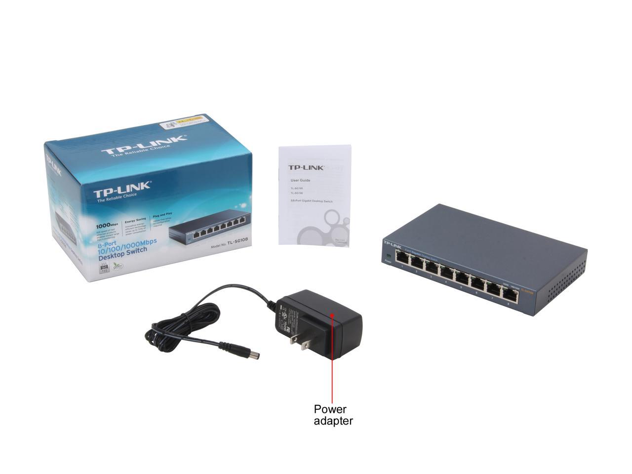 Tp Link 8 Port Gigabit Ethernet Network Switch Ethernet Splitter Sturdy Metal W Shielded Ports Plug And Play Traffic Optimization Unmanaged Tl Sg108 Newegg Com