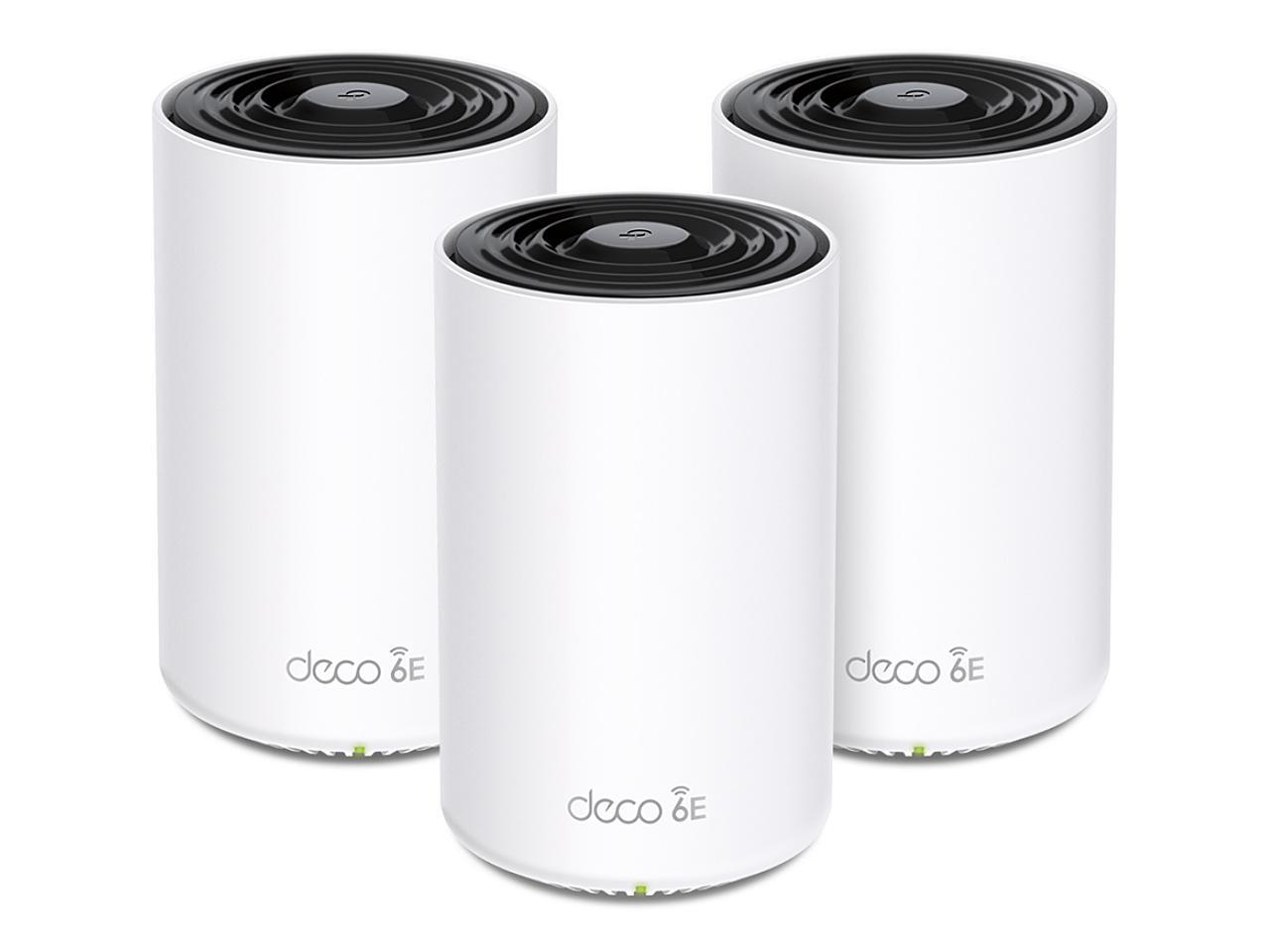 TP Link Deco XE75 3 pack AXE5400 Tri Band Mesh Wi Fi 6E System White 