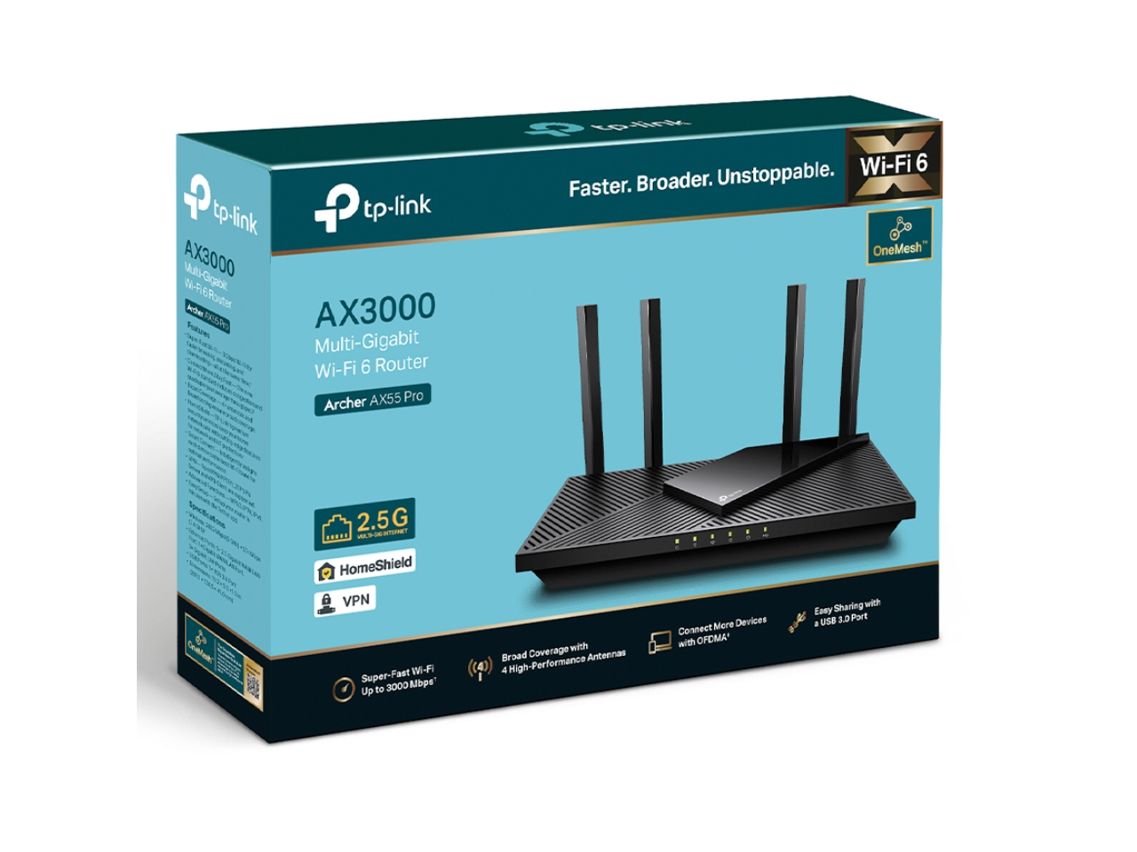 TPLink AX3000 WiFi 6 Router (Archer AX55 Pro)