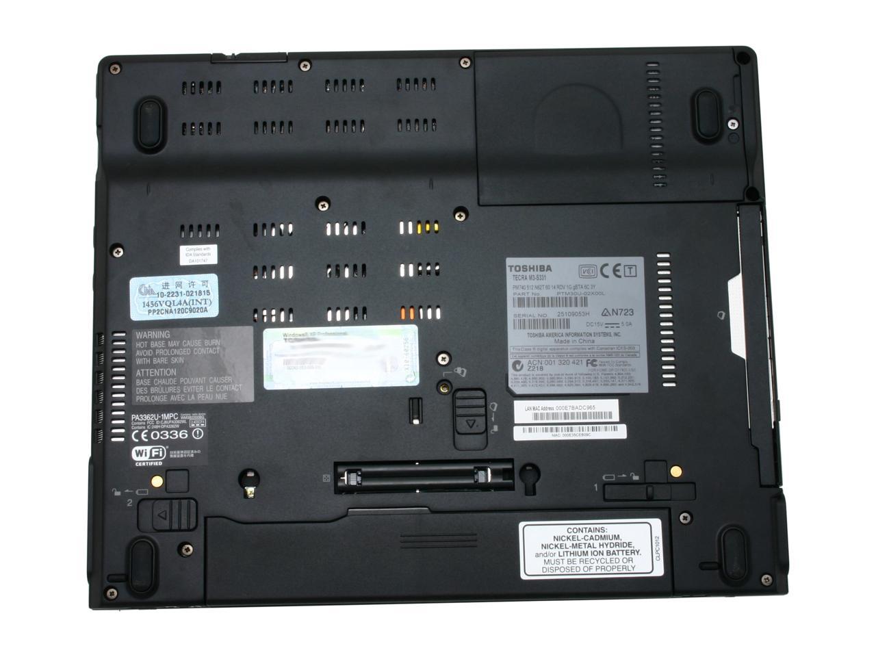 TOSHIBA Laptop Tecra M3-S331 Intel Pentium M 740 (1.73 GHz ...