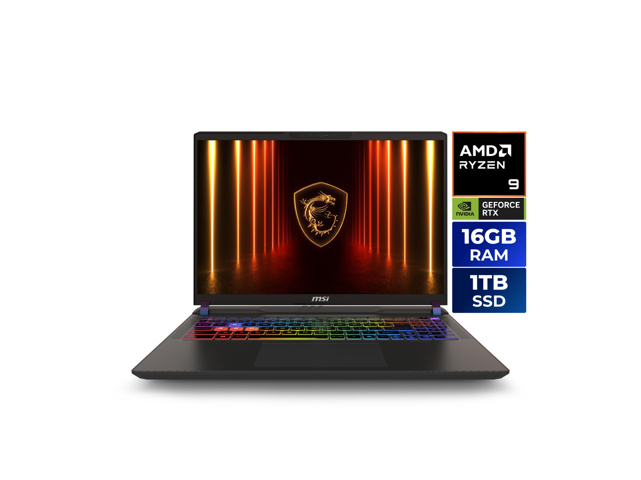 MSI Vector A16 - 16.0" QHD+ 240Hz GeForce RTX 5070 Ti Laptop GPU - Ryzen 9-8940HX(2.40-5.30 GHz) - 16GB DDR5 5600MHz Memory - 1TB NVMe SSD - Windows 11 Home Gaming Laptop(Vector A16 HX A8WHG-048US )