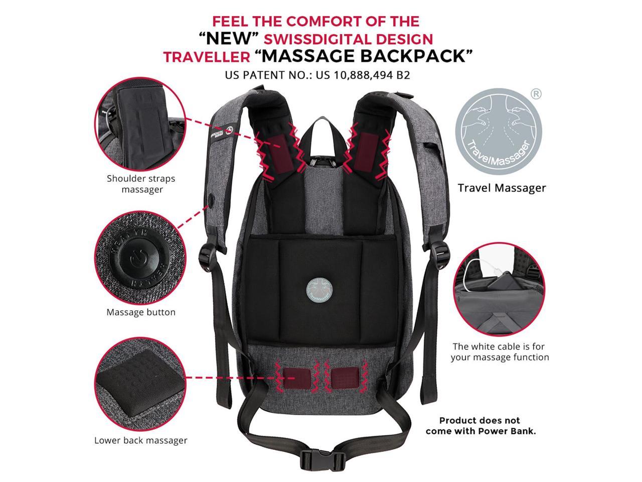 Swissdigital Grey Cosmo 3.0 Massaging Travel Backpack - 15.6? Laptop ...