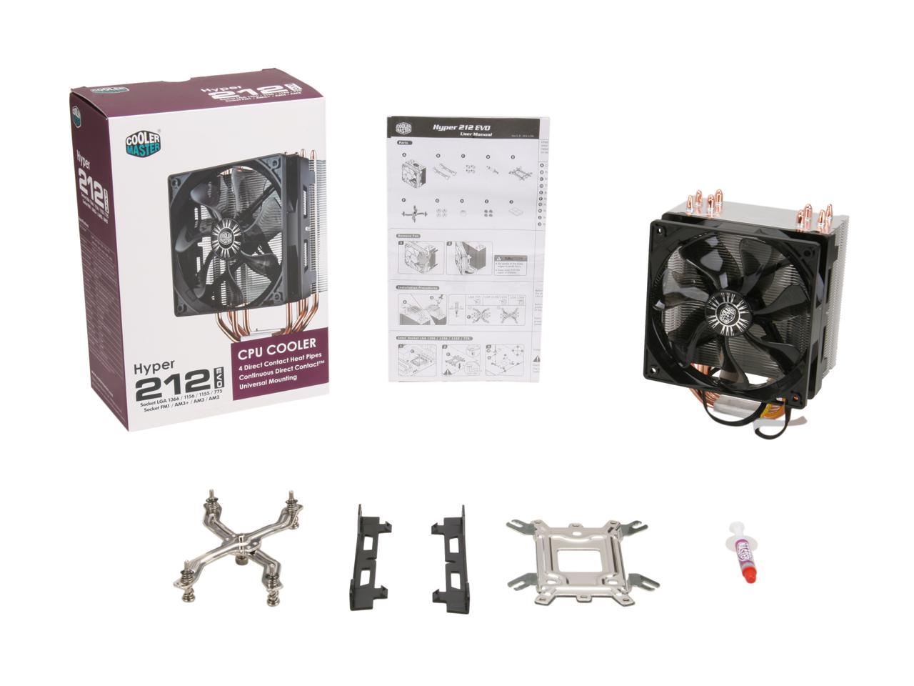 Cooler Master Hyper 212 Evo CPU Cooler, Heatpipes, 120mm PWM Fan, Aluminum Fins for AMD Ryzen/Intel LGA1200/1151 - Newegg.com