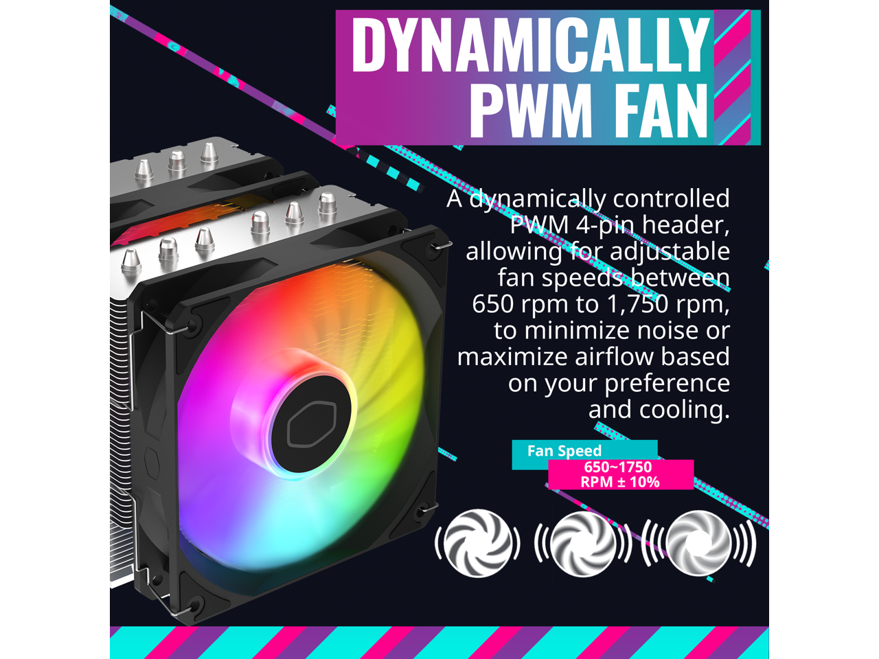 Cooler Master Hyper 620S Dual Tower CPU Air Cooler, ARGB Sync, 120mm