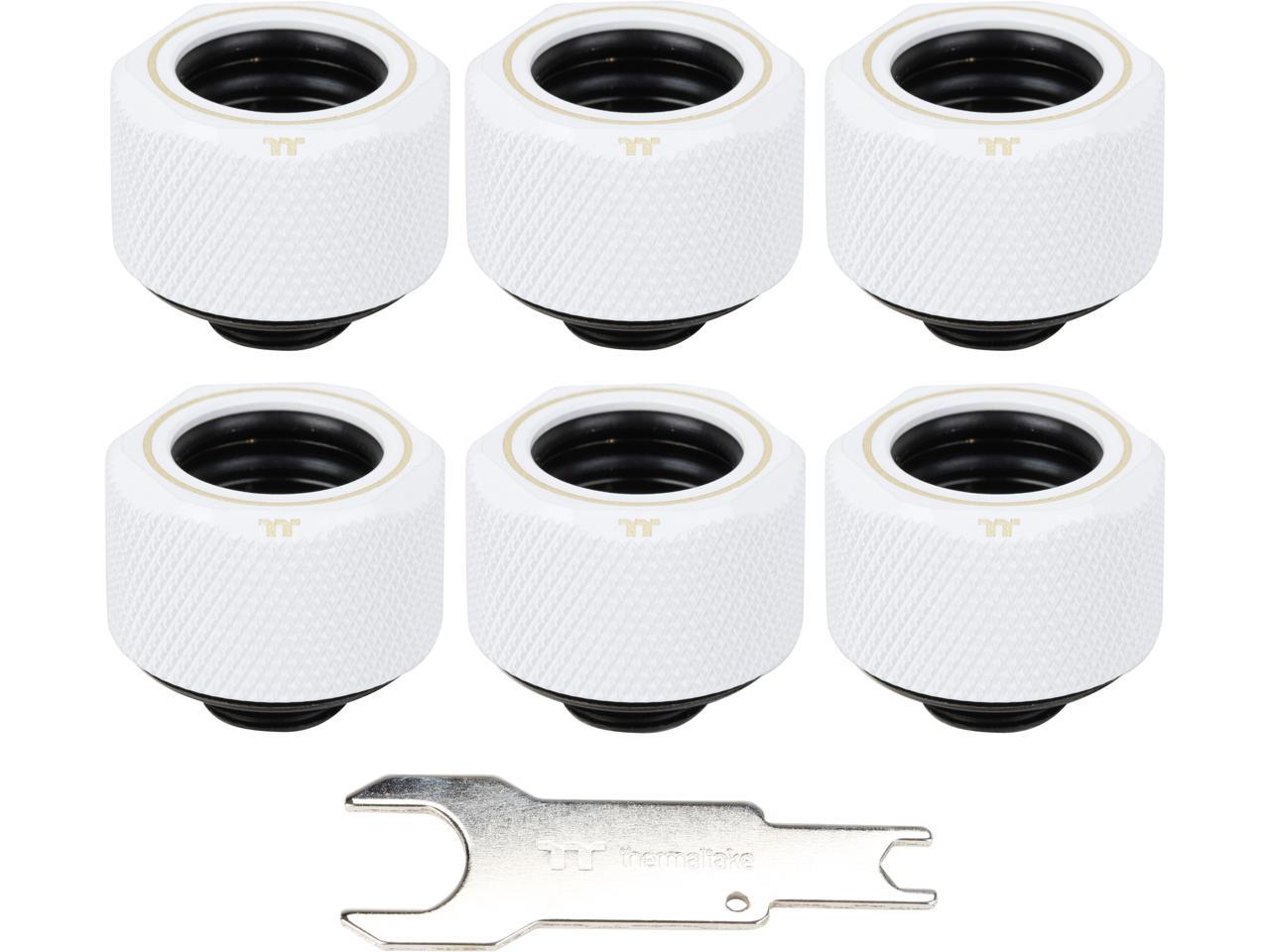Thermaltake Pacific White 4 Build-in O-Rings C-Pro G1/4 PETG 16mm OD  Compression Fitting 6 Pack CL-W211-CU00WT-B