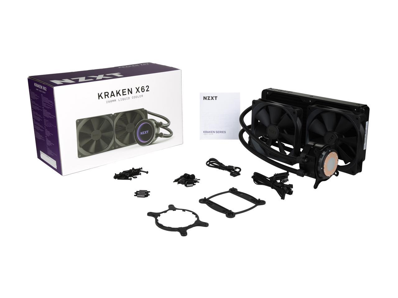 Nzxt Kraken X62 Rl Krx62 01 280mm All In One Water Liquid Cpu Cooling With Software Controlled Rgb Lighting Newegg Com