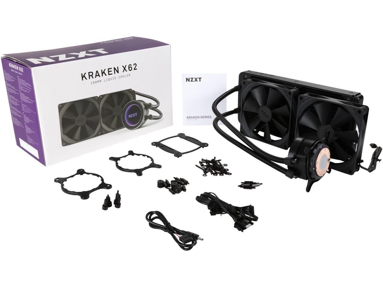 Nzxt Kraken X62 280mm All In One Rgb Cpu Liquid Cooler Cam Powered Infinity Mirror Design Performance Engineered Pump Reinforced Extended Tubing Aer P140mm Radiator Fan 2 Included Newegg Com