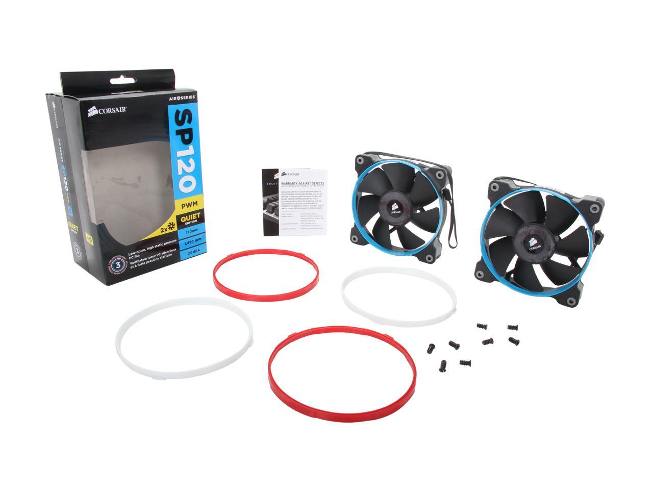 Corsair Air Series Sp120 Co 9050012 Ww Pwm Quiet Edition High Static Pressure Fan Twin Pack Newegg Com