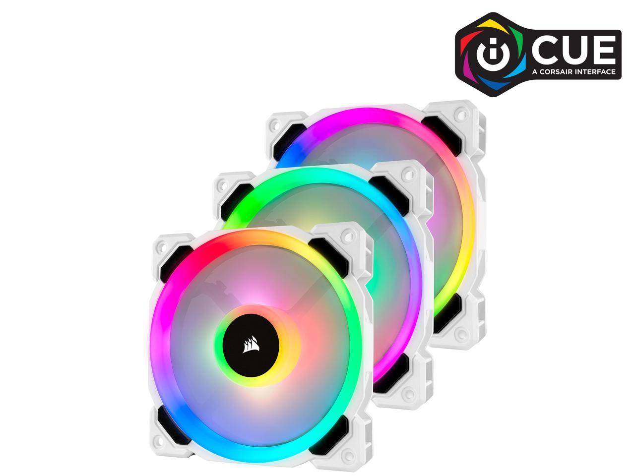 Corsair LL Series CO-9050092-WW LL120 RGB, 120mm Dual Light Loop RGB LED  PWM Fan, 3 Fan Pack with Lighting Node PRO, White