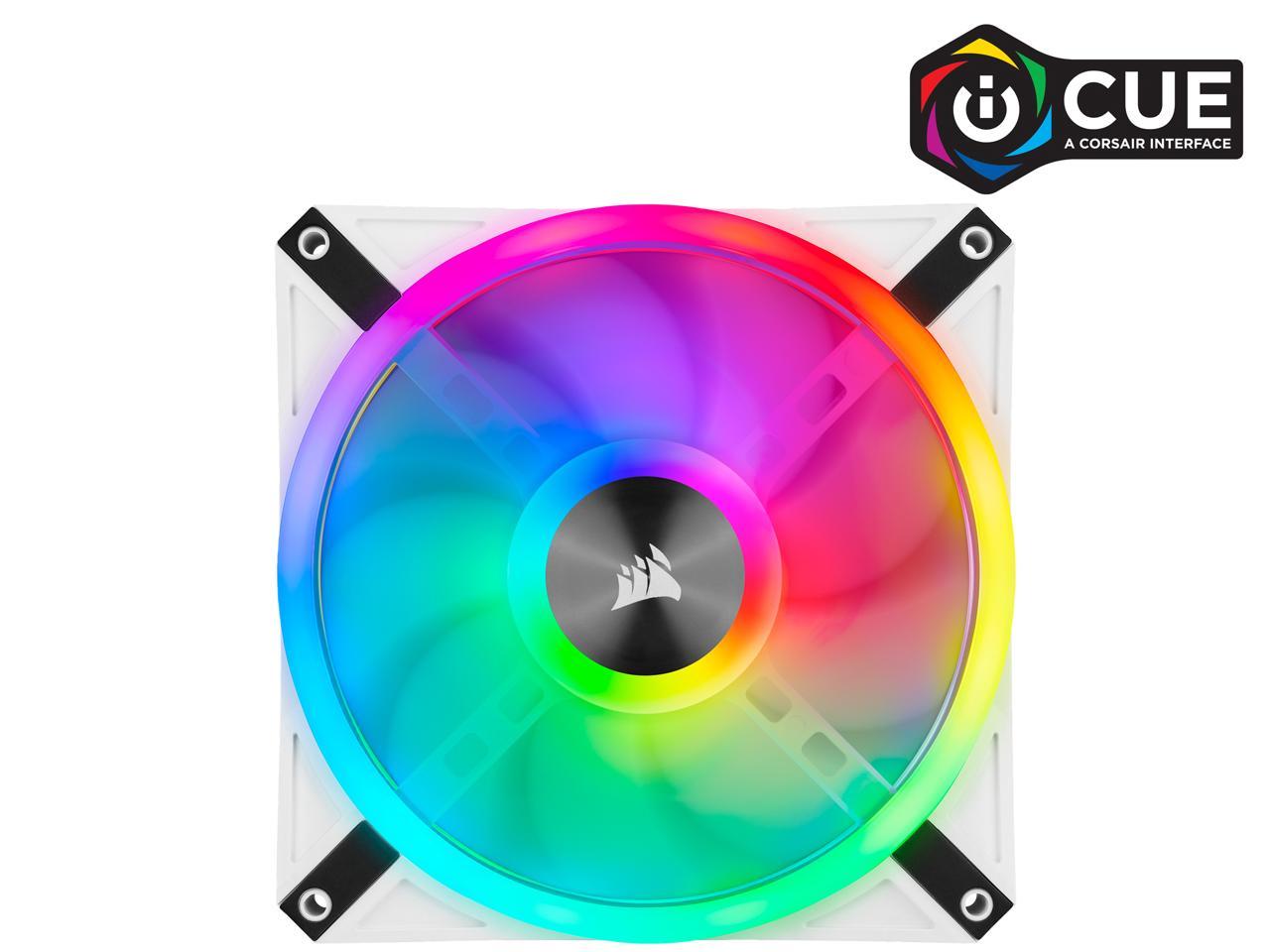 CORSAIR QL Series, iCUE QL140 RGB, 140mm RGB LED PWM White Fan, Dual Fan  Kit with Lighting Node CORE - CO-9050106-WW