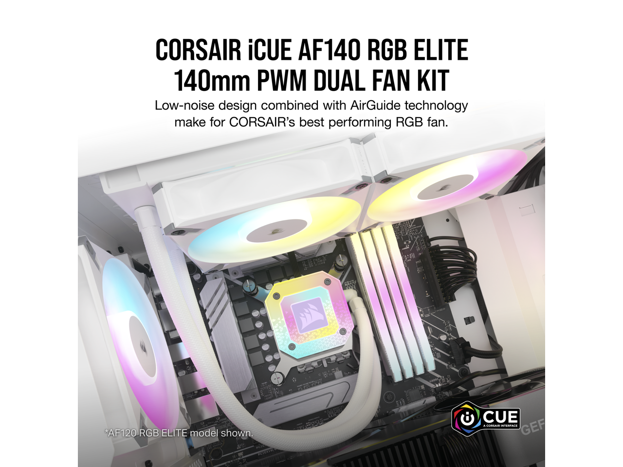 CORSAIR iCUE AF140 RGB ELITE 140mm PWM Dual Fan Kit White Eight RGB