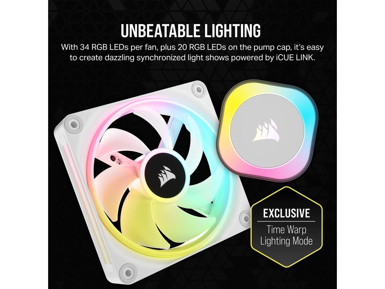 CORSAIR ICUE LINK H150i RGB Liquid CPU Cooler - QX120 RGB Fans - White ...