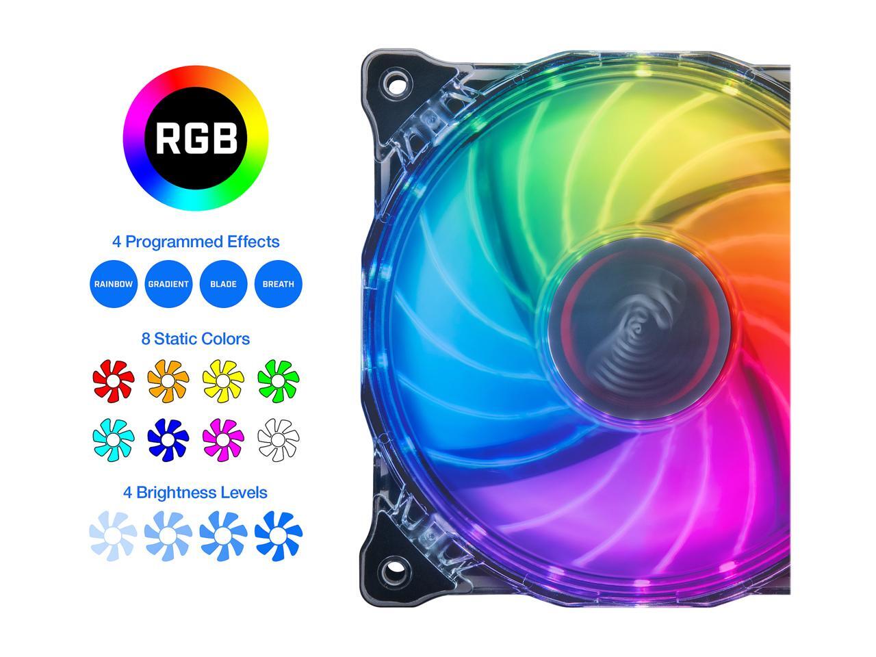 Rosewill 120 mm RGB Case Fan RGBF17003. True RGB Color Ultra Quiet Cooling Fan with Long Life