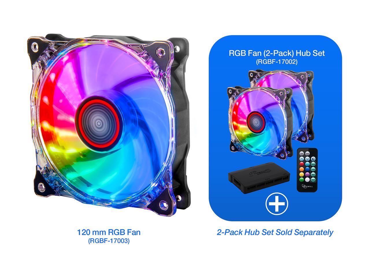 Rosewill 120 mm RGB Case Fan RGBF17003. True RGB Color Ultra Quiet Cooling Fan with Long Life