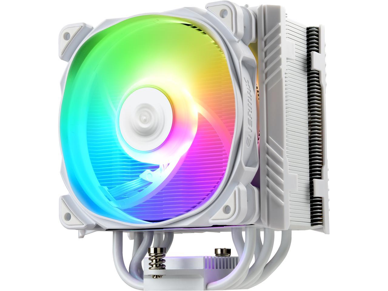 Enermax Ets T50 Axe Addressable Rgb Cpu Air Cooler 230w Tdp For Intel Amd Univeral Socket 5 Direct Contact Heat Pipes 1mm Pwm Fan White Ets T50a W Argb Newegg Com