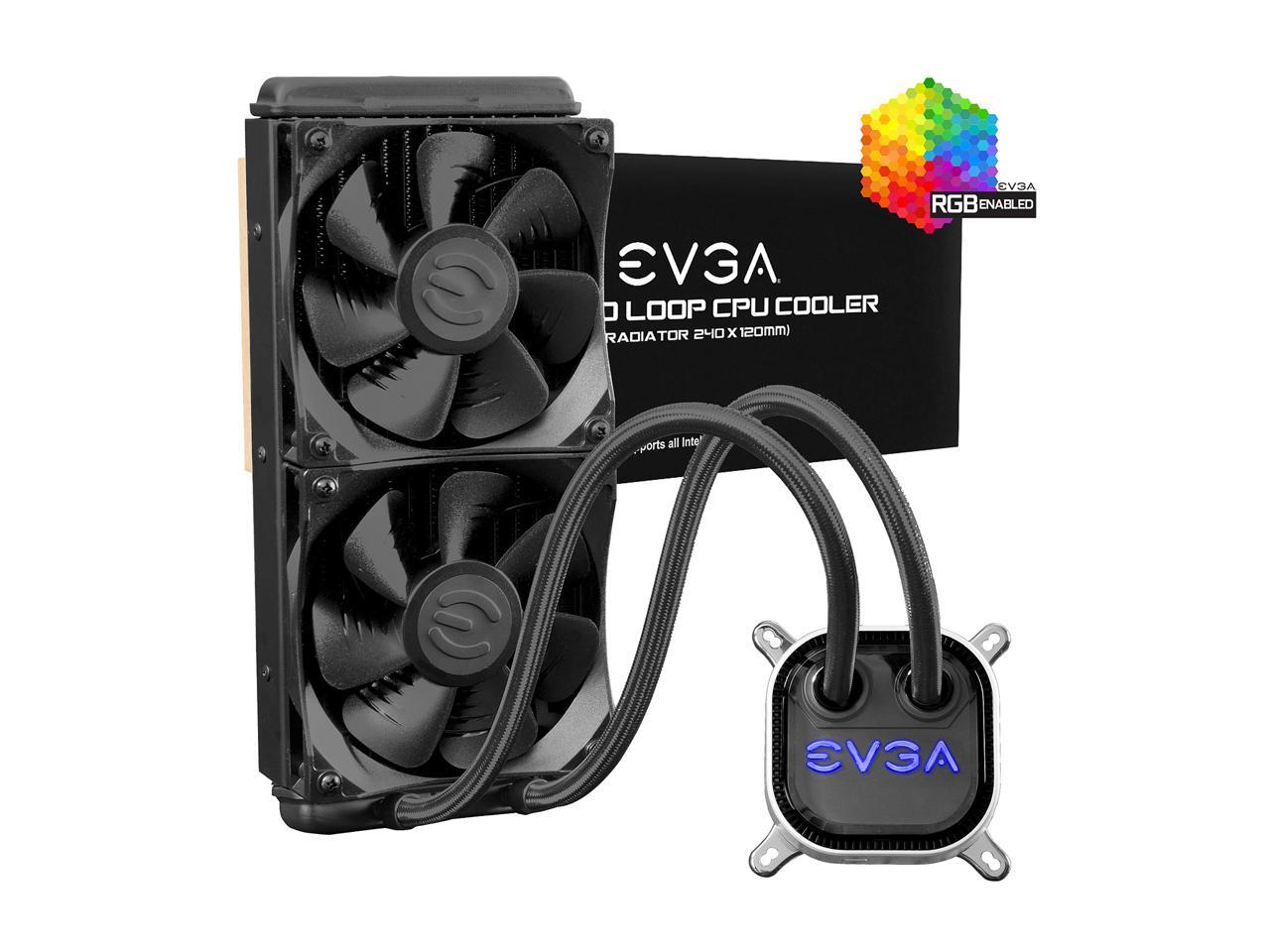 EVGA CLC 240mm All-In-One RGB LED CPU Liquid Cooler, 2x FX12 120mm PWM ...