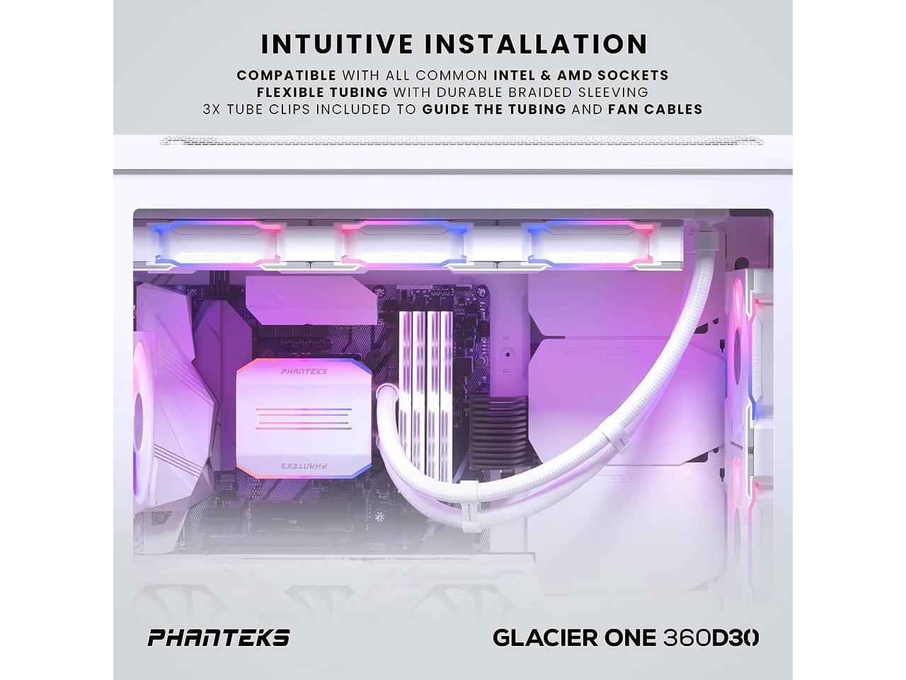 Phanteks Glacier One 360D30 Premium D-RGB AIO Liquid CPU Cooler, DRGB ...