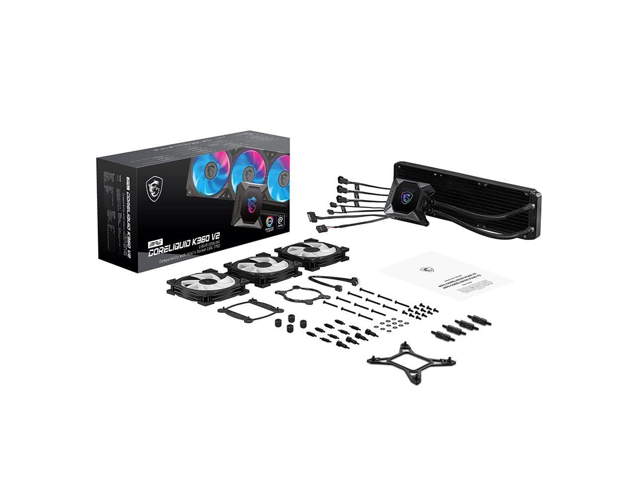 MSI MPG CORELIQUID K360 V2 AIO CPU Liquid Cooler LCD Pump with 60mm Fan, 3 x 120mm ARGB Fans