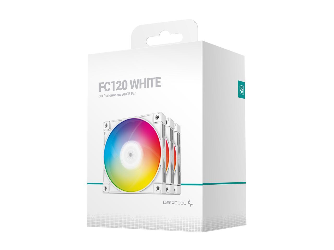 DeepCool FC120 WHITE-3IN1 Performance 120mm ARGB LED PWM Fan, Daisy ...