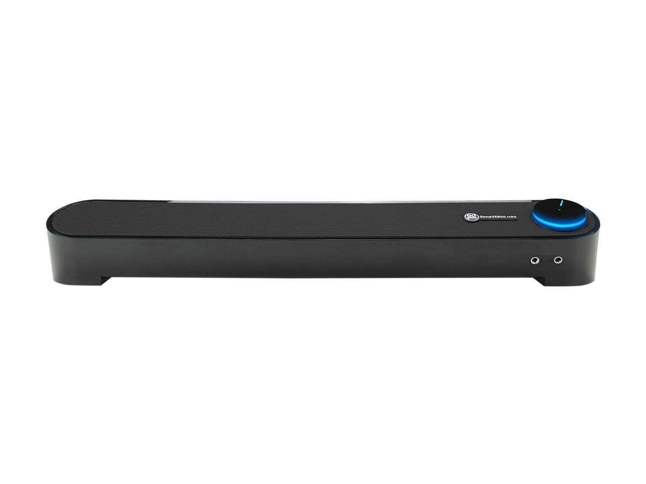 Desktop Computer Sound Bar Speaker w/ Easy Access Headphone & Mic Jacks