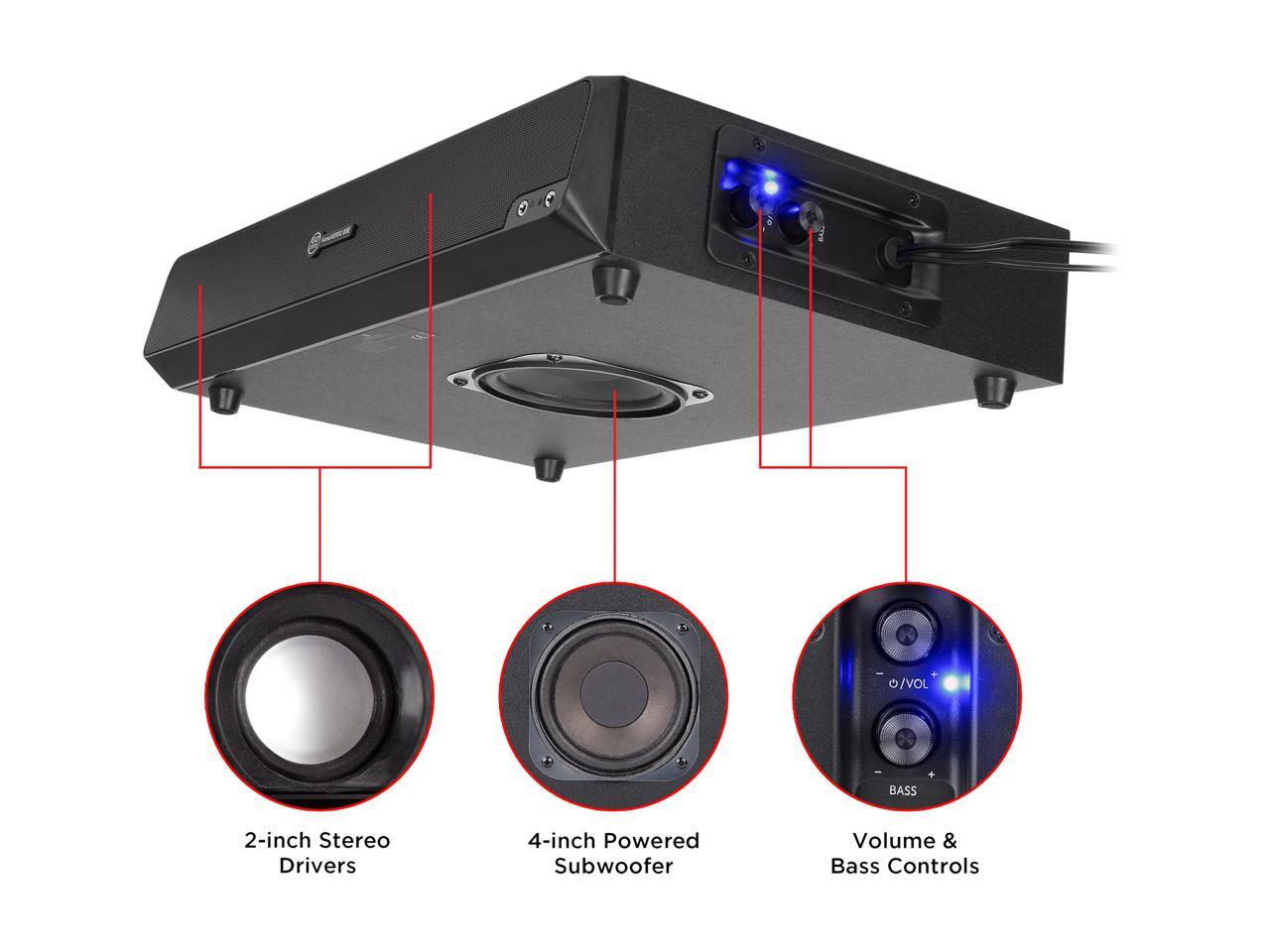 GOgroove 2.1 USB Powered Computer Speaker & Monitor Stand SonaVERSE