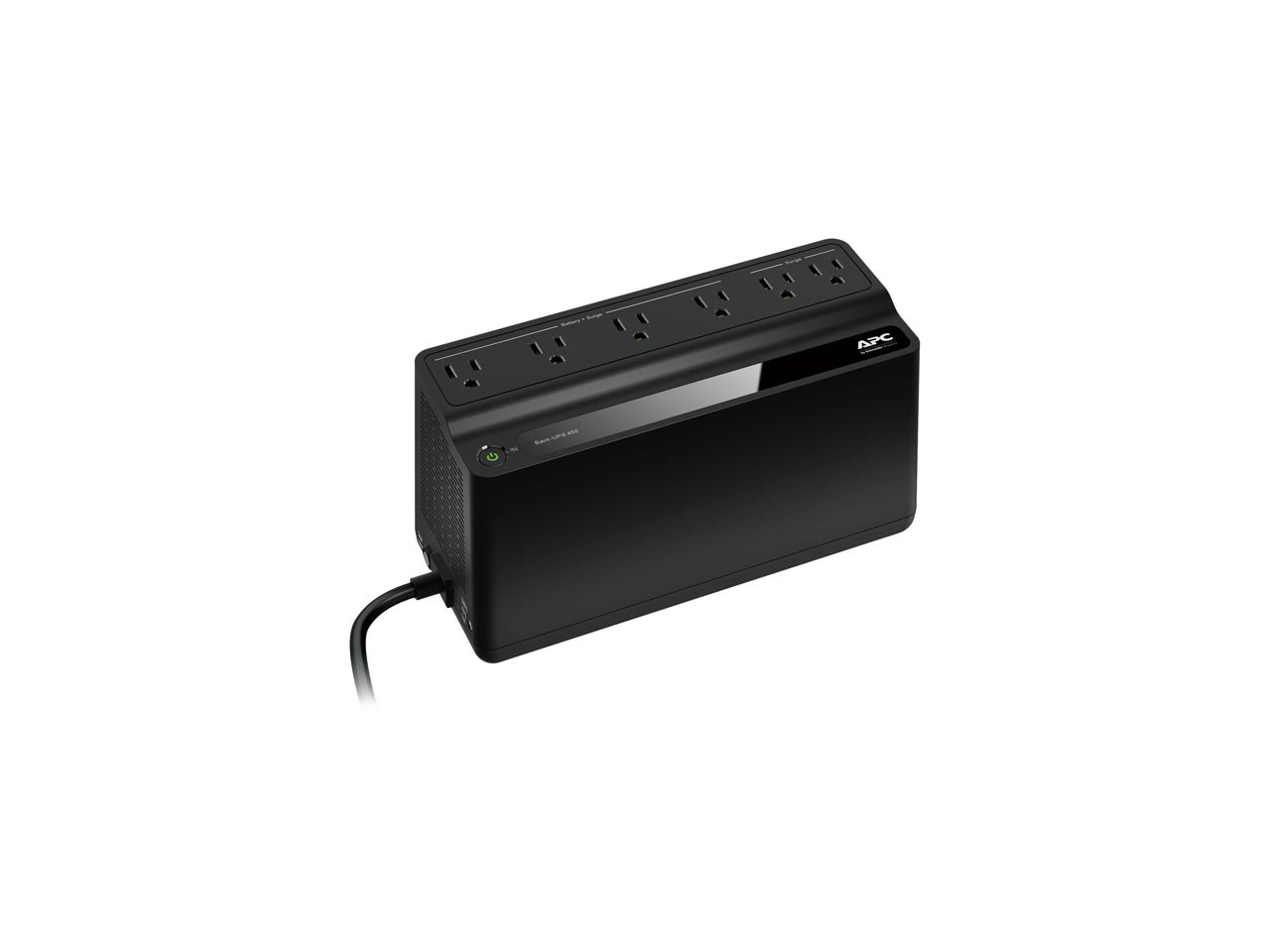 APC BN450M UPS 450VA, 120V, 6 NEMA outlets (2 surge), Battery is not user replaceable - 8 Hour Recharge - 120 V Input - 120 V AC Output - Square Wave - 2 x NEMA 5-15R Surge, 4 x NEMA 5-15R Receptacle