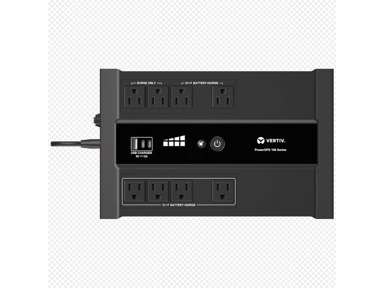 Vertiv Liebert PST6-700LVMT PowerUPS 100 UPS, PST6-700LVMT, 700VA/425W 120V Standby Power, 8 Outlets, Battery Backup w/ Surge Protection, USB C+A Charging, 3 Year Warranty, User Replaceable Batteries